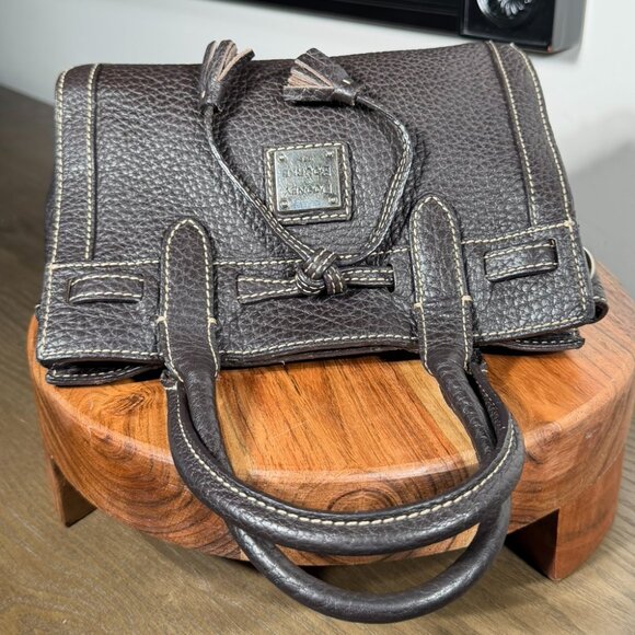 Dooney & Bourke Mini Pebbled Leather Tassel Satchel β Black - Picture 5 of 13